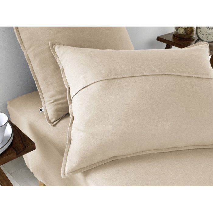 Taie d'oreiller toutes dimensions "Candice" Flanelle de Coton l'Effet Papillon - Candice Sable - Taie d'oreiller 50 x 70 cm volant p