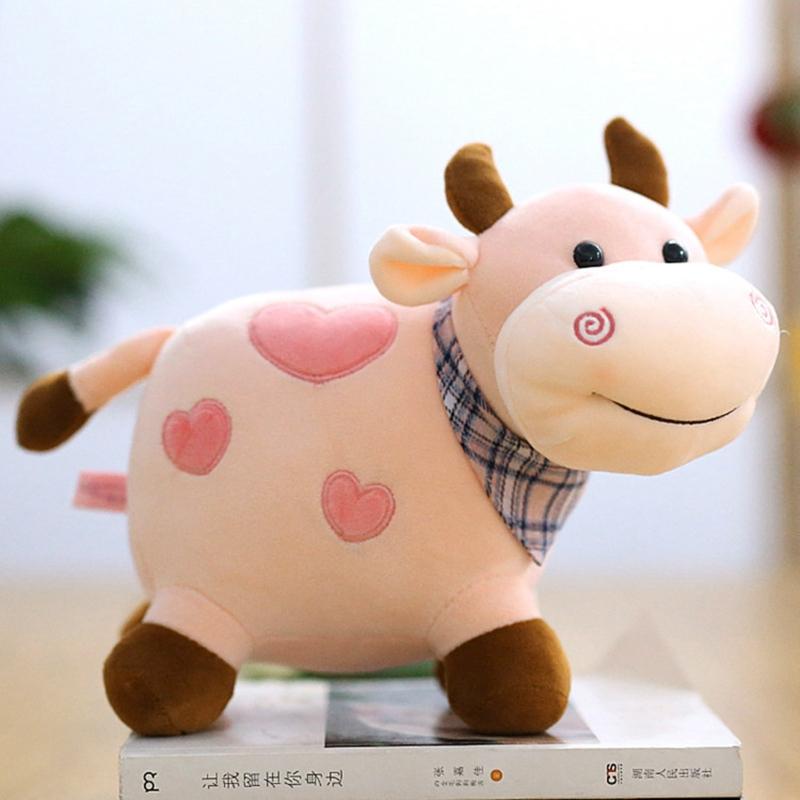 Fluffy Cow Plush Stuffed Mascot Toy Cuddle Pillow Plush for Doll Baby Soothing Toy Non-Deform Ornament Gear Store Toy 11