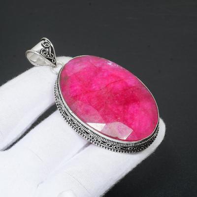 Kashmir Ruby Gemstone Håndlaget 925 Sterling Sølv Smykker Lab Laget Gemstone Ruby Pendant Håndlaget Pendant For Gaver