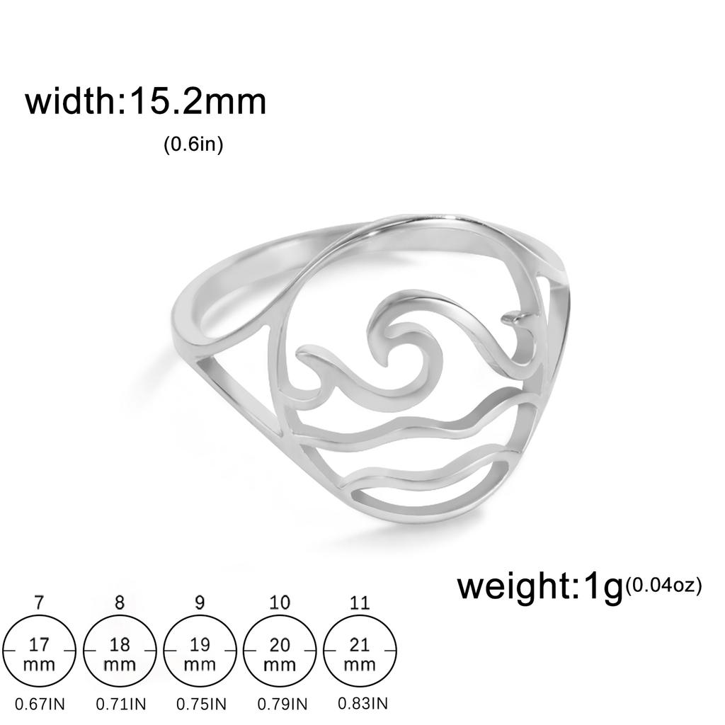 Cazador Minimalist Sea Wave Rings for Women Men Stainless Steel Finger Ring Jewelry Party Birthday Anniversary Gift Wholesale