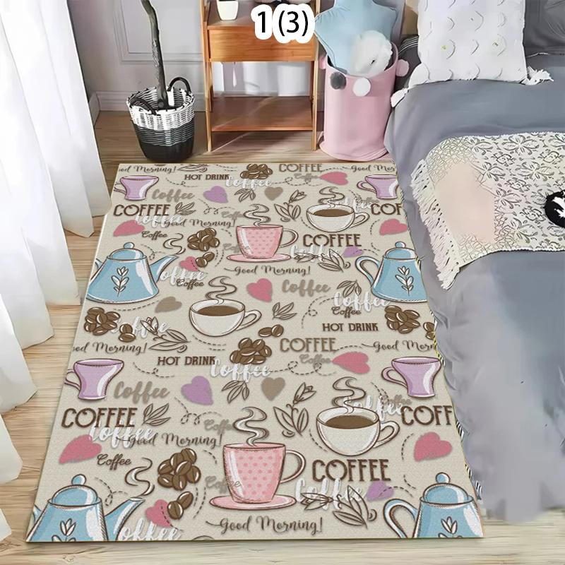 

Coffee Theme Living Room Carpet Retro Coffee Pattern Area Rug American Vintage Style Home Decor Soft Non-slip Floor Mat 40X60cm