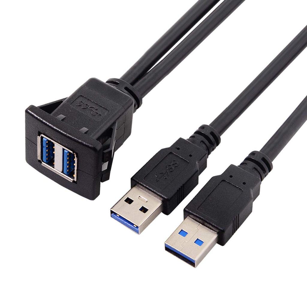 JSER 1m Vodotěsný Dvojitý USB Prodlužovací Kabel s Držákem na Západku pro Auto AUX Kabel pro Palubní Desku 3.0