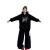 American Streetwear Heavyweight Black Hoodie 2026 Fall Winter Loose Fit Hip Hop Sweatshirt