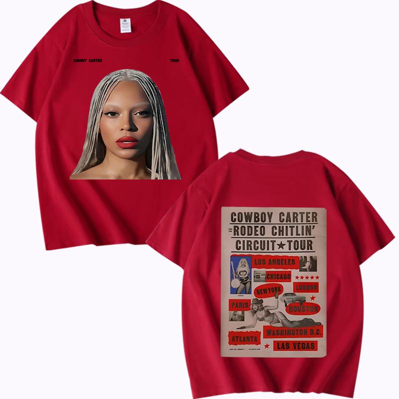 Beyoncé Cowboy Carter Tour 2025 TShirt Men Women Oversized 100% Cotton Hot Sale Short Sleeve Summer Print Unisex Plus Size Tops