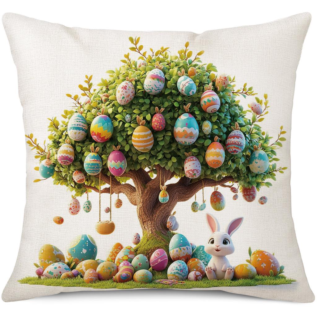 2026 New Easter Bunny Fashion Cartoon Furniture Decoration Double sided Printed Pillowcase Sofa Waist Cushion Cover