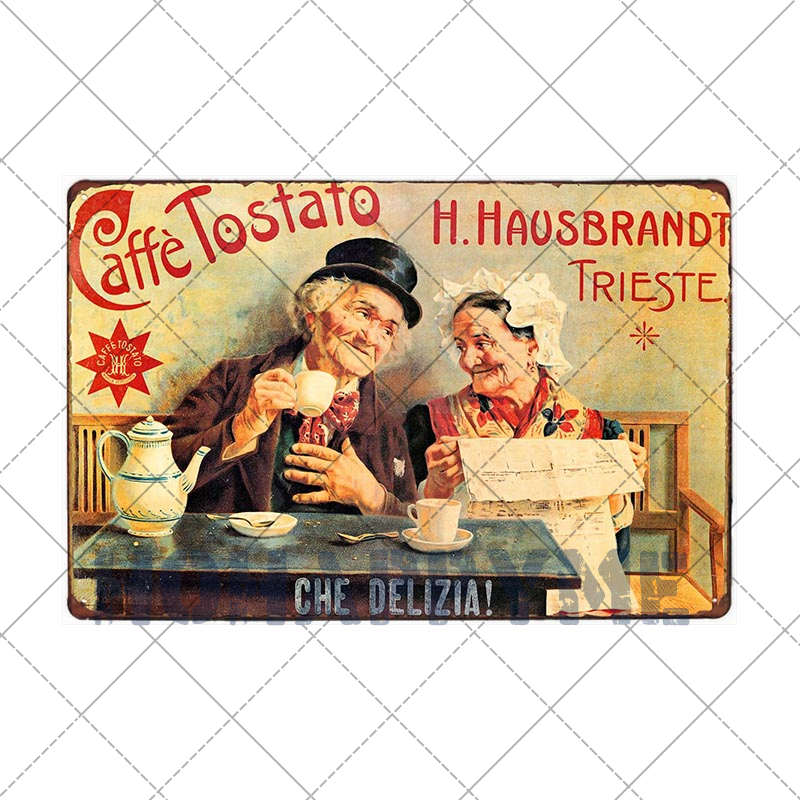 Letrero de Café Retro Decoración de Café Bar Placa Vintage Tienda de Bebidas Decorativo Pared Pub Club Póster 20x30cm