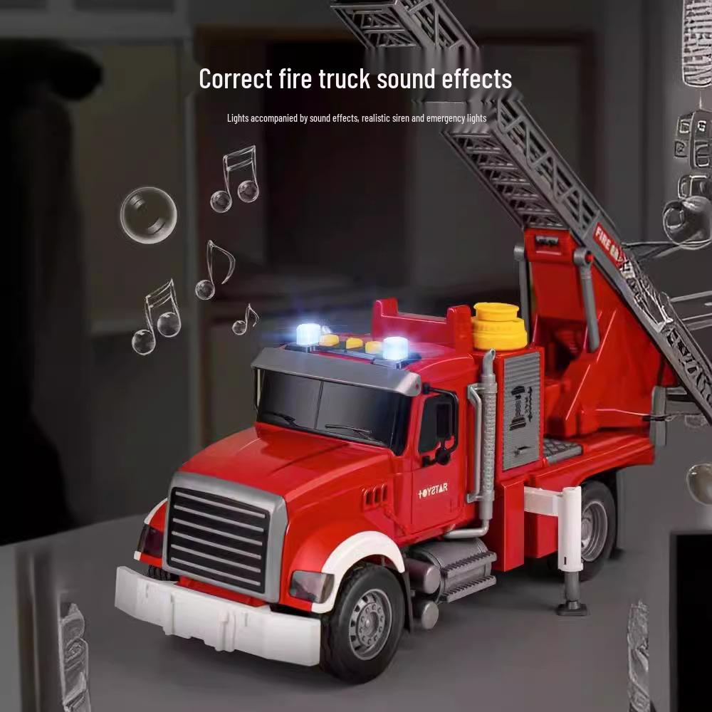 Large Kids' Toy Car: Engineering Vehicle with Water-Spraying Fire Truck, Sound & Light, Storytelling Feature