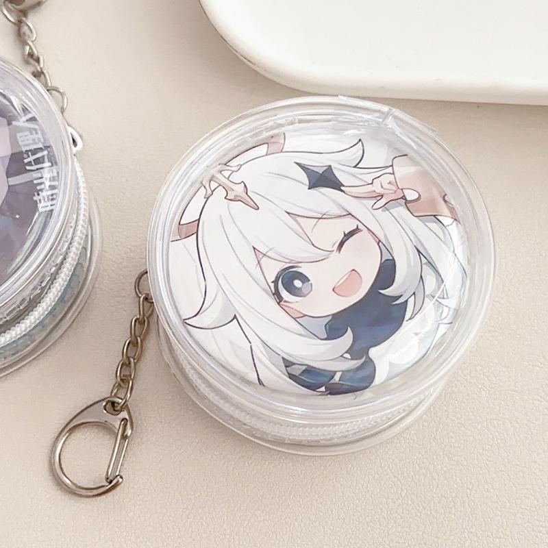 Yuvarlak Şeffaf Rozet Sergileme Çantası Çift Taraflı Rozet Saklama Çantası Ponponlu Rozet Su Geçirmez Sergileme Kılıfı Asılabilir Çanta