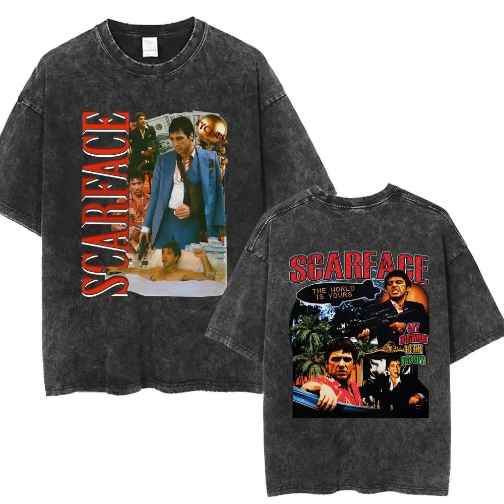 Streetwear Scarface Movie Always Tell The Truth Even When I Lie Tony Montana Washed T-shirt Men Vintage Punk