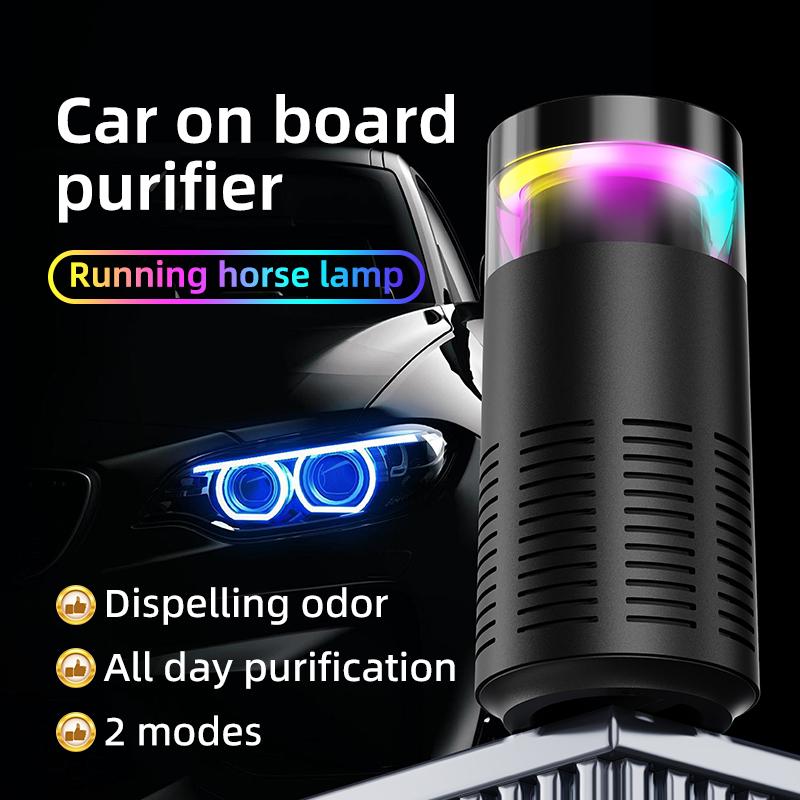 Portable Car Air Purifier Negative Ion & HEPA Filter Low Noise DeodorizerDust Smoke Removal Compact Design for Car Home Use