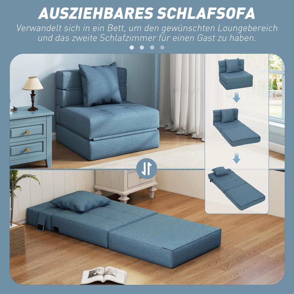 Sleeper Chair Recliner Guest Bed, Removable Cover, 70 cm x 70 cm x 61 cm, Dark Blue