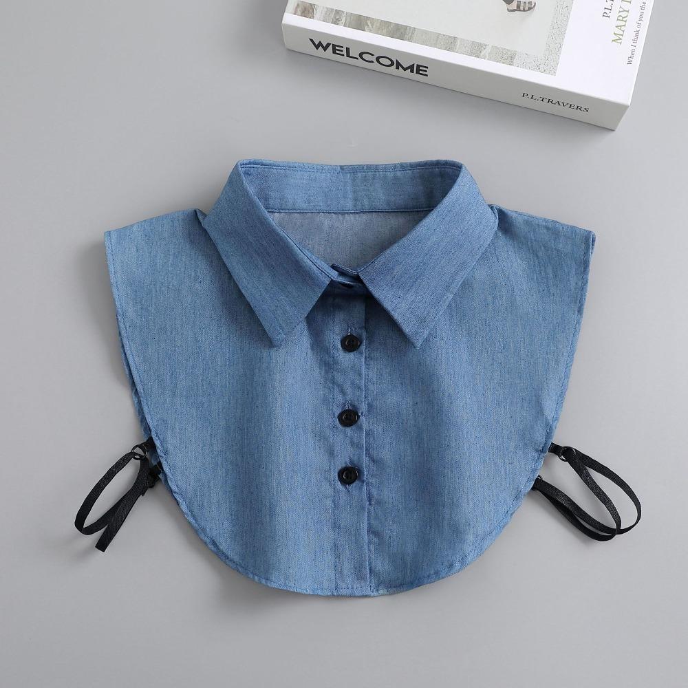 Adjustable Straps Denim Fake Collar Korean Style Turtleneck Fake Collar Detachable Collar  Student