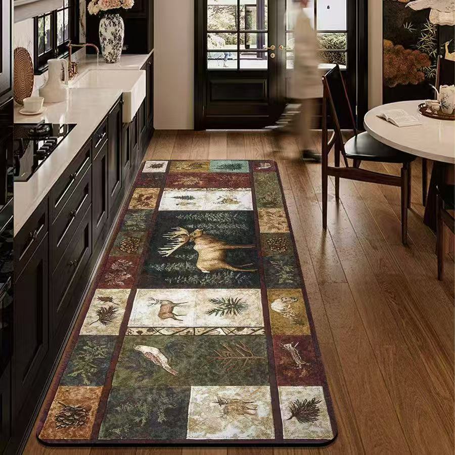 's New Retro Kitchen Floor Mat, Soft And Anti-Slip, Bathroom Door Carpet, Corridor Floor Mat, Home Decoration