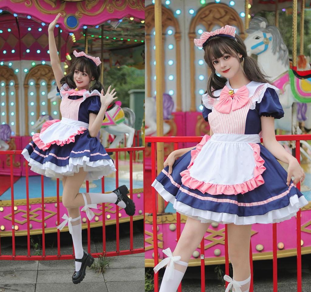 AOTYP Maid Maid Con Short Cat Cat Cute Maid Halloween Costume for Men and Little Sister Maid Large Complete School Photo Size M Outfit, Cosplay, Cafe,