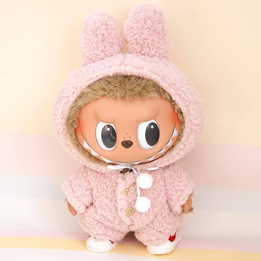 For 37cm Labubu Doll Shirts Sweater Hat Cartoon Plush Doll Replacement Outfit Playing House Accessories Mini Clothes