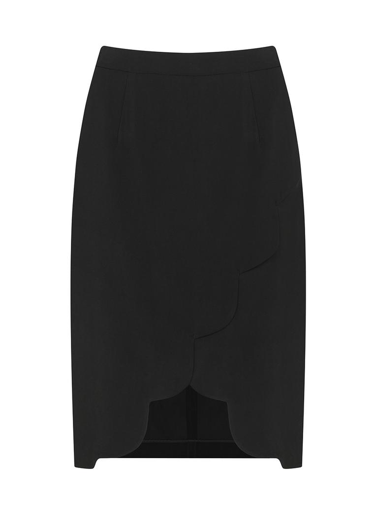 I Jeno Ri Black Wavy Line Skirt