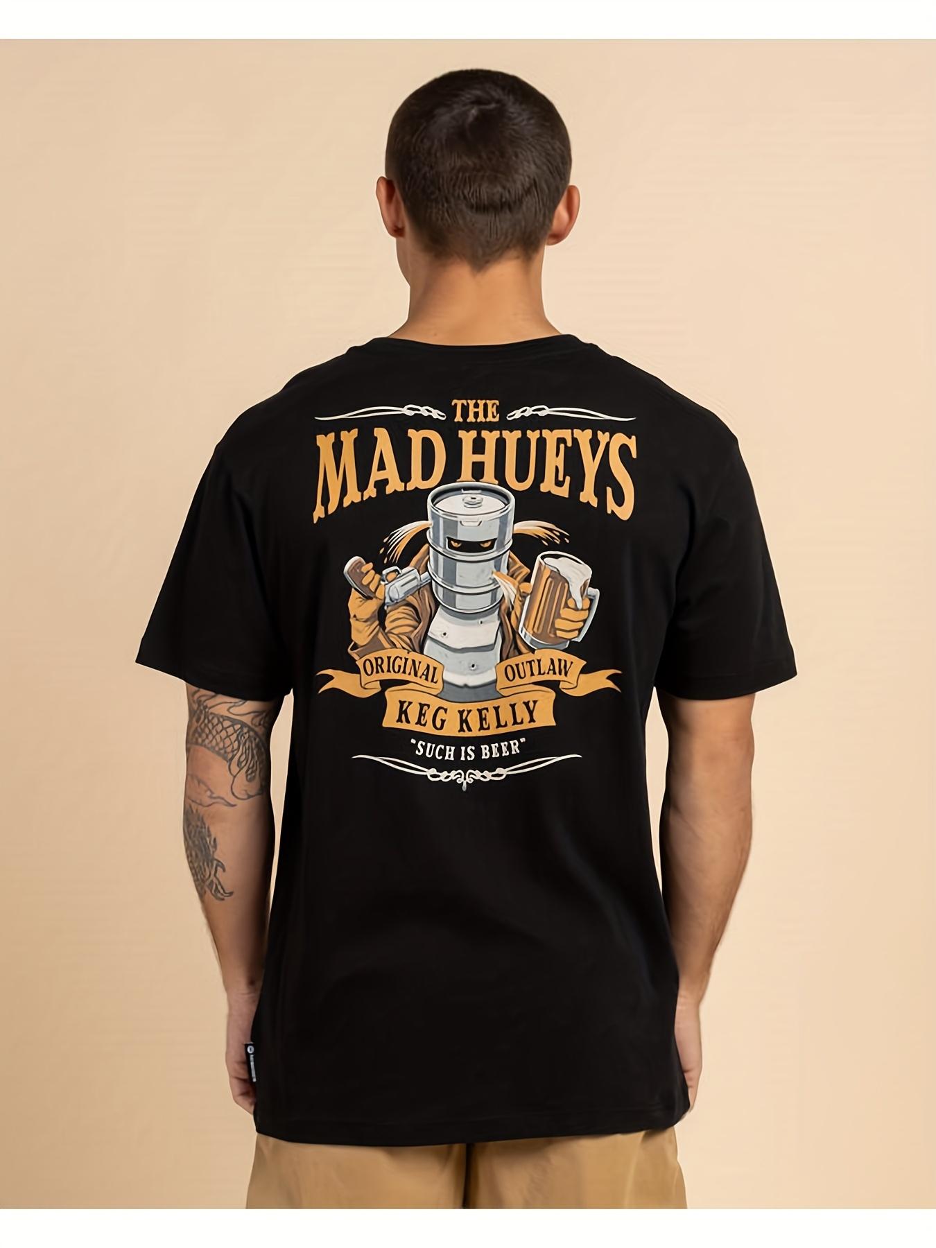 Men s & Unisex Mad Hueys Keg Beer-Themed T-Shirt - Retro Bar Decor Graphic with Keg & Pint Design M