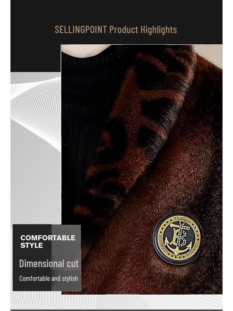 2025 Men's High-End Golden Sable Velvet Fur Coat - Trendy, Thick, Cold-Proof Overcoat for Autumn/Winter