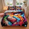 3pcs Colorful Anime Cartoon Design Bedding Set with One Quilt Cover and Two Pillowcases (No Core) - Home Decor, Festival Gift, Polyester Fabric, Suita