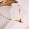 Chic Heart Pendant Titanium Necklace: Beaded, Smooth, Fade-Resistant, Versatile Women's Clavicle Chain