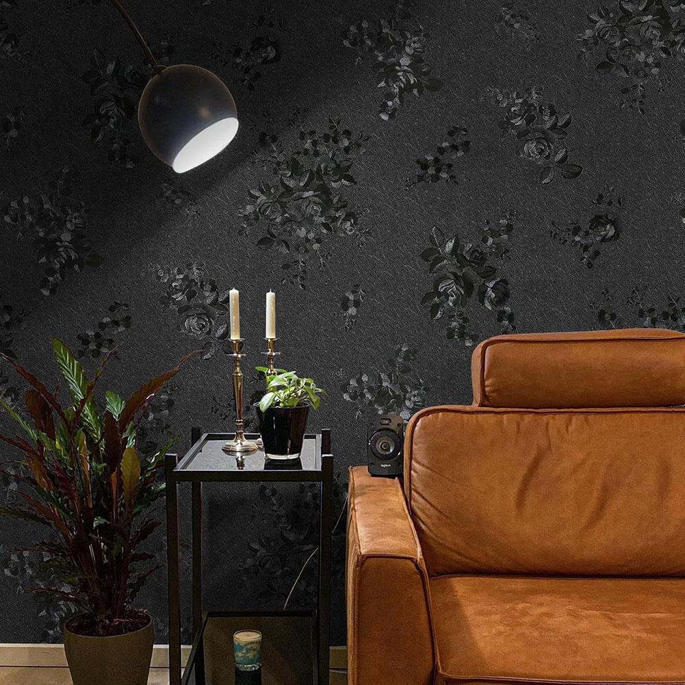 Atmospheric Space Black Wallpaper Floral Wallpaper Removable Wallpaper