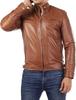 Handgefertigte Echte Herrenjacke Braun Leder Lammfell Stilvoll Biker Weich Echt