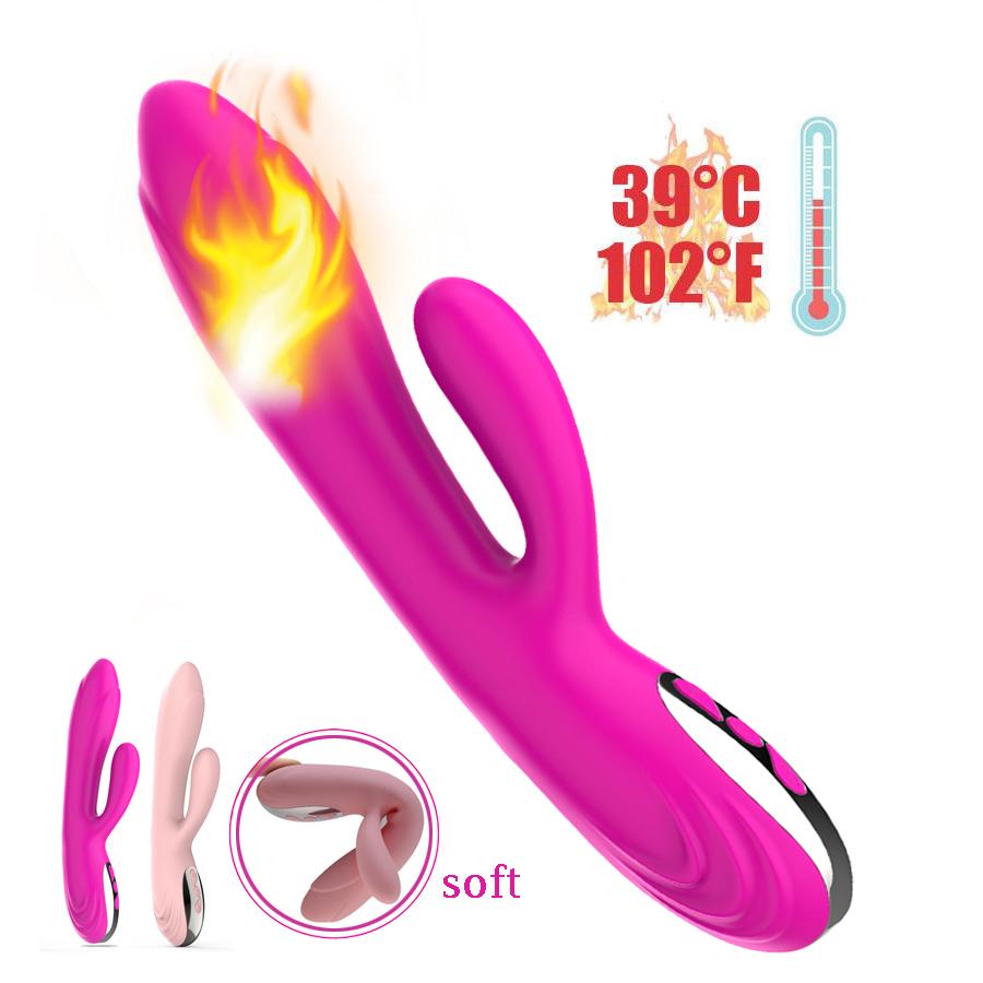 Warming G Spot Rabbit Dildo Vibrator Orgasm Adult Toys USB Charging Powerful Masturbation Sex Toy for Women adult Sex