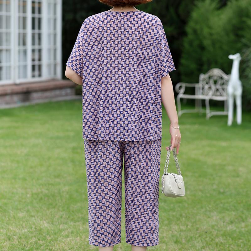 Women's Plus Size Summer Casual Set, Printed Top & Capri Pants (3XL-7XL)