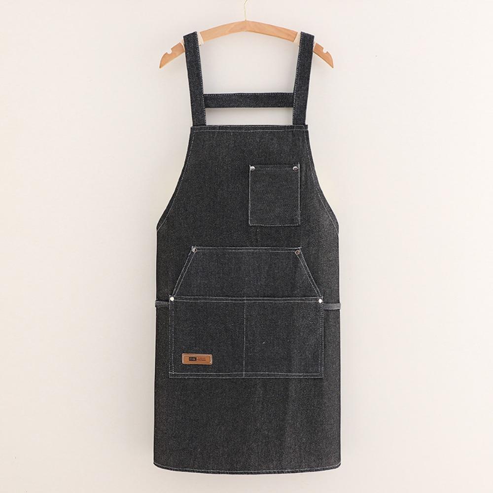 New Thicken Kitchen Aprons Multi-pocket Antifouling Chef Work Apron Canvas Breathable Barista Apron Kitchen