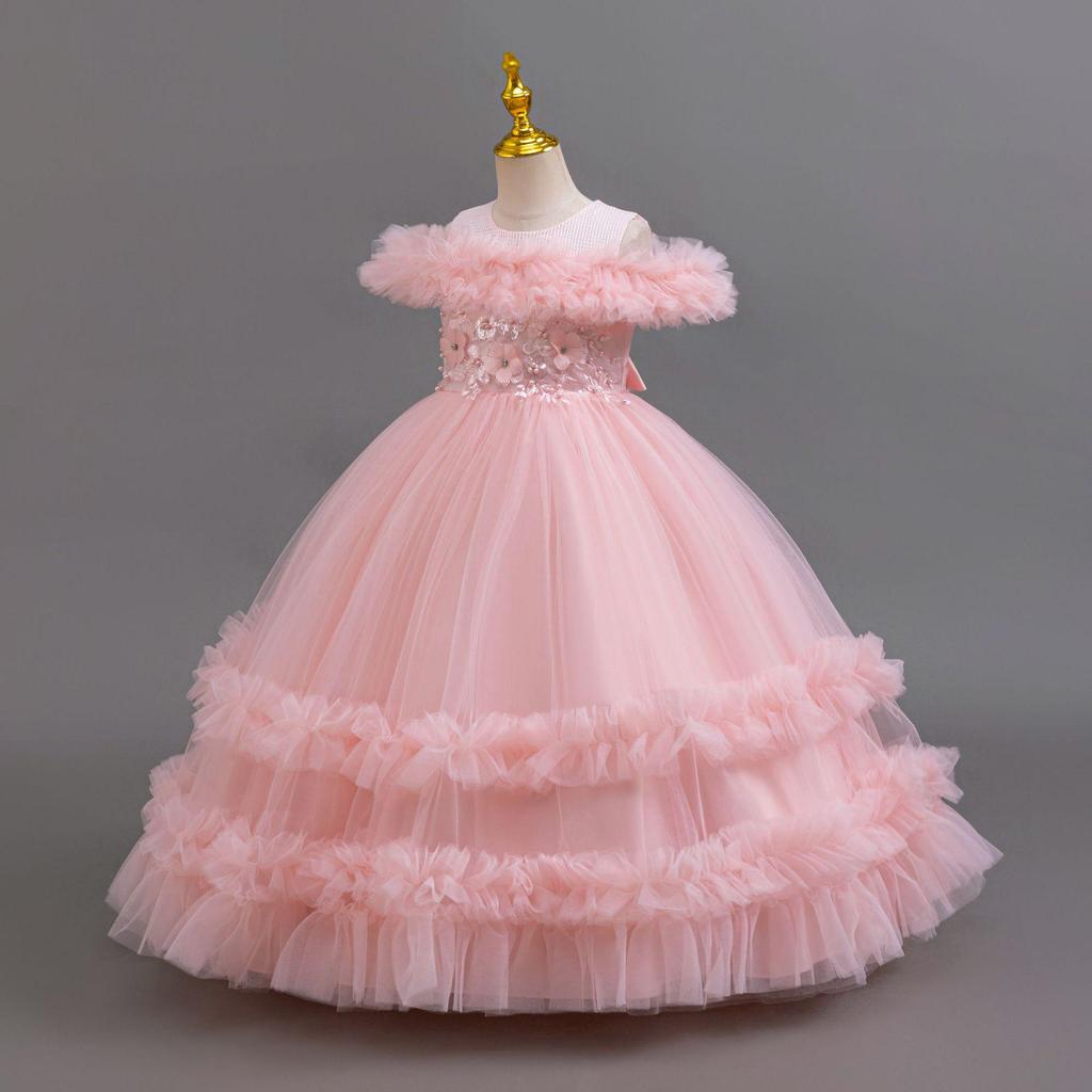 Girls' Puffy Princess Dress – Flower Girl & Piano Performance Formal Wear