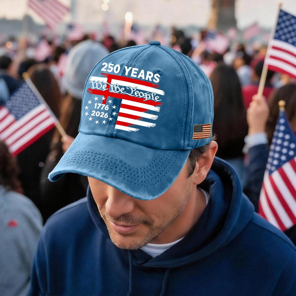 Men's and Women's Matching American 250th Anniversary Anniversary Embroidered Vintage Washed Baseball Cap