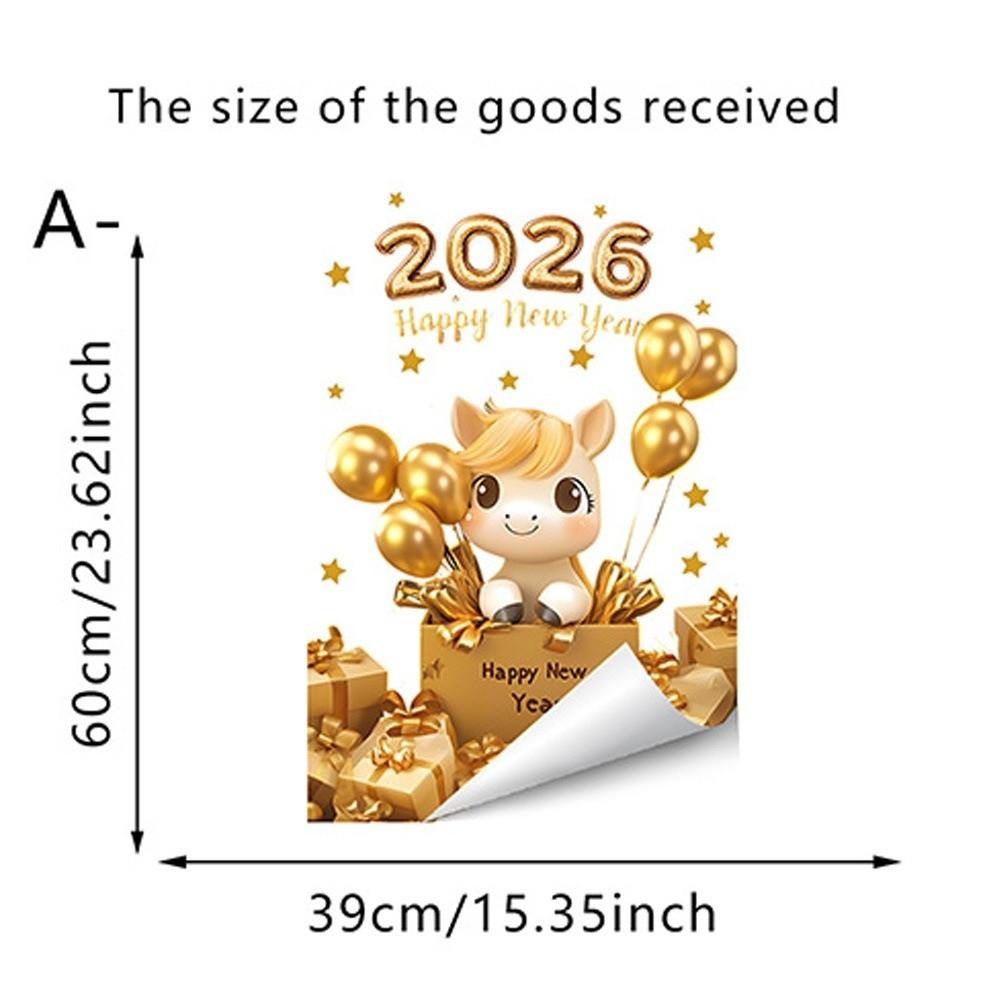 Self Adhesive Festival Party Sticker 2026 New Year Electrostatic Glass Sticker Window Decoration