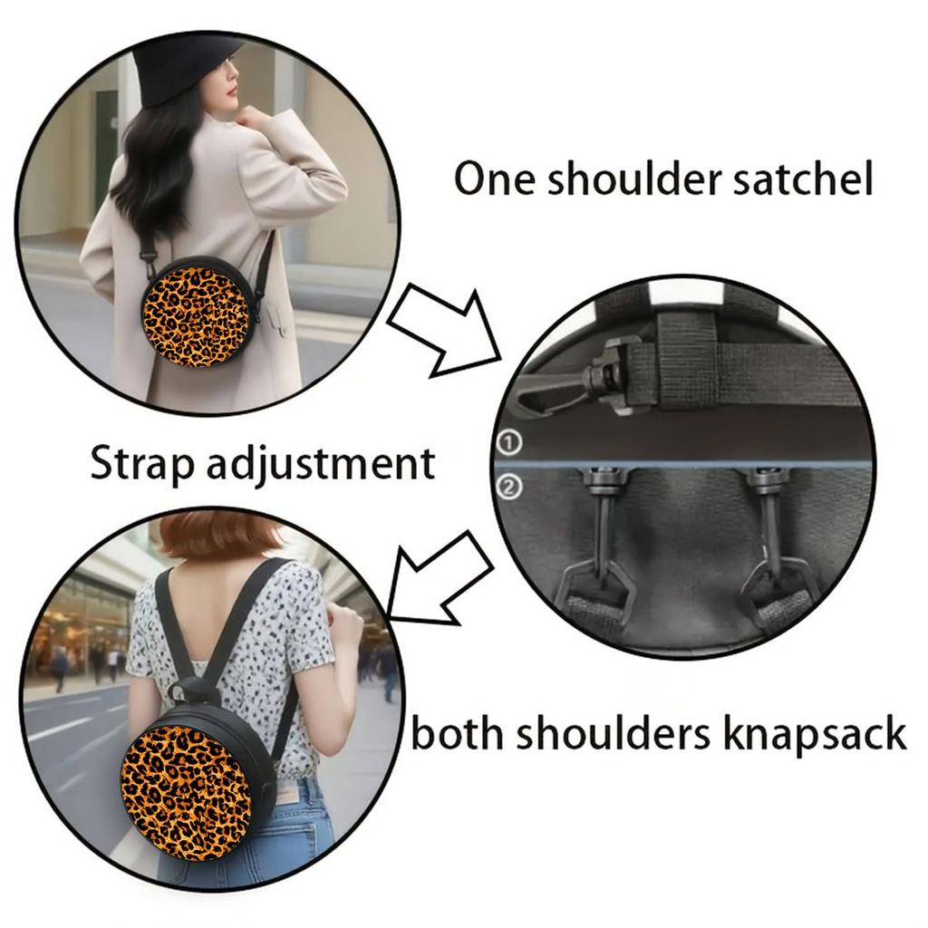 Leopard Print Round Shoulder Bag Casual Messenger Bag for Woman Best Gifts 2D Flat Casual Daily Crossbody Bag