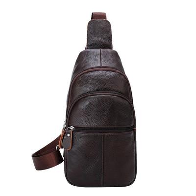 Men's Simple Chest Bag Men's Large-capacity Cowhide Casual Phone Bag Business Commuting Single-shoulder Crossbody Bag