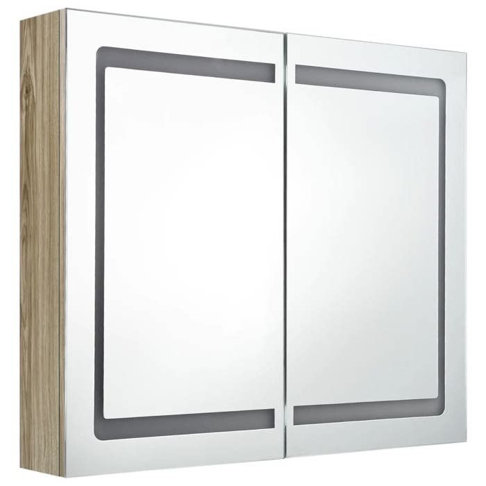 VidaXL Armoire de salle de bain à miroir LED Chêne 80x12x68 cm 326515