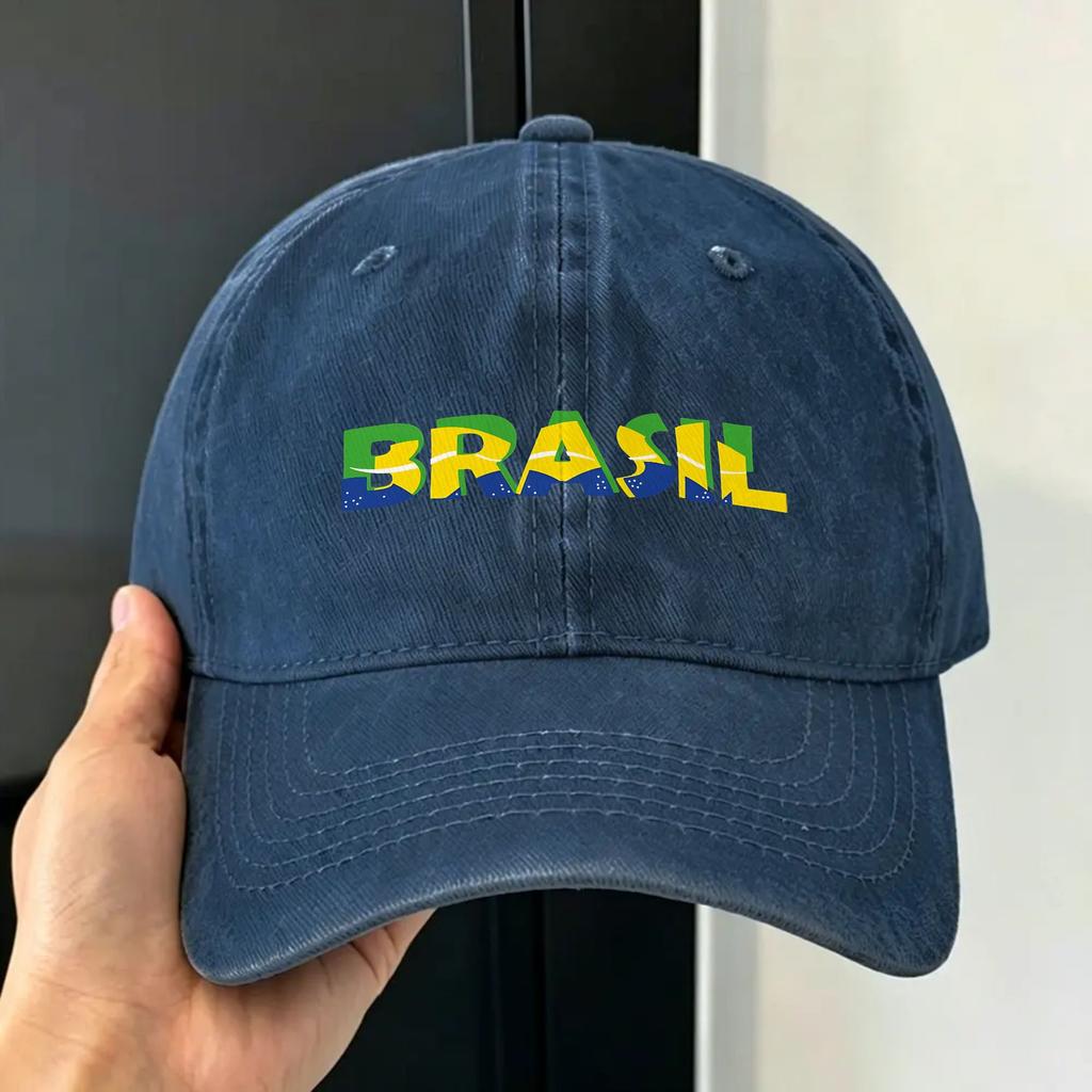 Brasil Flag  Sun Baseball Cap  Casual Unisex Adult Washed Hip Hop Hats Adjustable Design Outdoor Gym Baseball Caps Gift Idea
