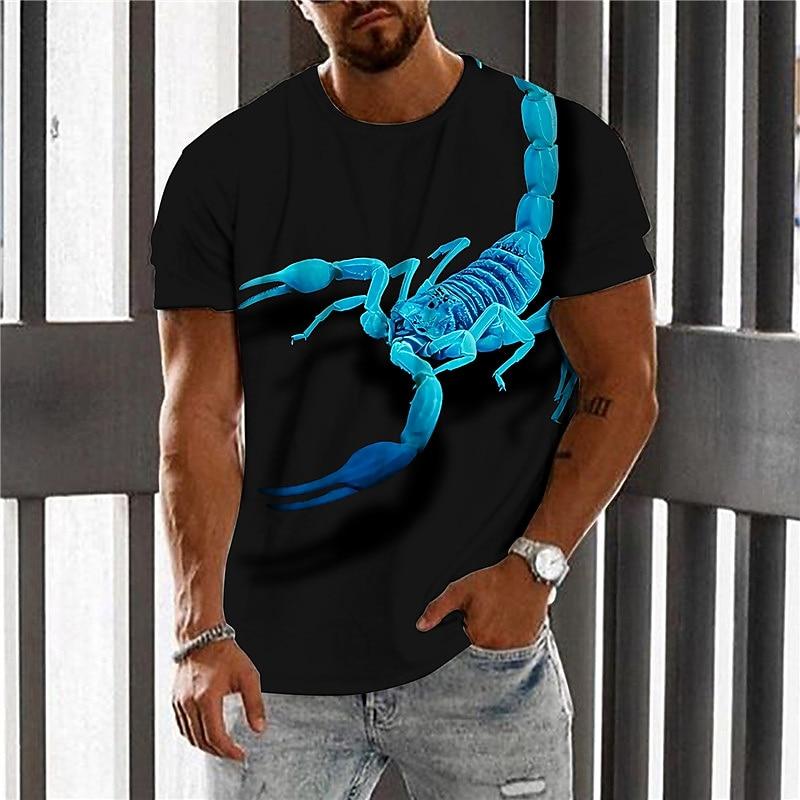 Men s Unisex Graphic Prints Scorpion T Shirt Short Sleeve T shirt 3D Print Crew Neck Shirt Designer Casual Big and Tall Daily Holiday Black XL