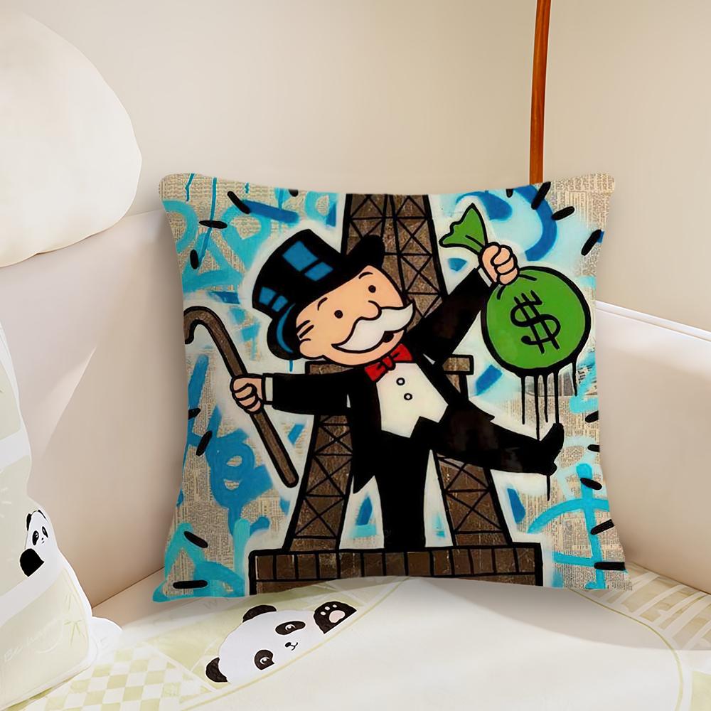 Art DDollar MMonopoly cushion cover Pillow Case Plush Fabric Soft Double Sided Print Sofa Cushion Cover Throw Pillow Covers