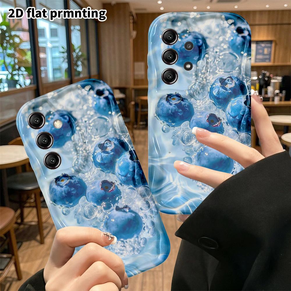 Phone Case: 2D Flat Samsung Galaxy A34 A35 S20 S22 S21 FE Plus Ultra Protective Case, Water Blueberry, Christmas Halloween Holiday Gift