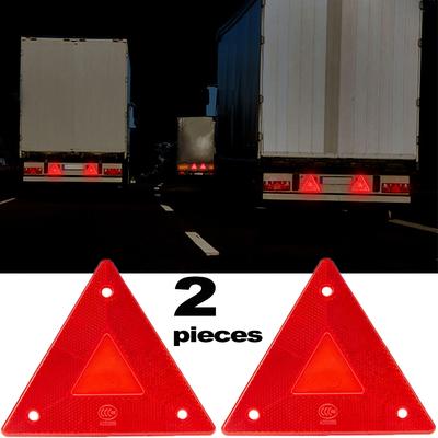 2 Stück Dreieck-Warnreflektor LKW-Sicherheits-Reflexschild Rücklicht Stopp-Warnschild Rot LKW-Warnreflektor