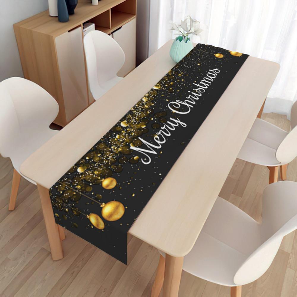 2pcs Christmas Decorative Tablecloth Holiday Gifts Household Long Tablecloth Placemat Linen Table Flag