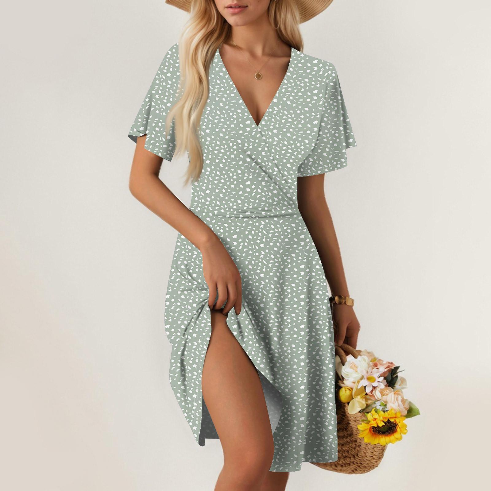 

Women s Summer Dress Loose Beach Vacation Casual Deep V Neck Vest Dress Elegant Shirt Dress XXL