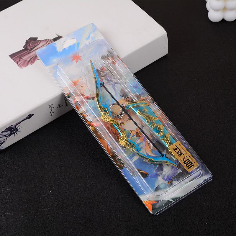 Green Hunting Bow Set: Original Peripheral Three-Piece with Ritual Bow, West Wind Bow, Quiver, and Metal Alloy Model.