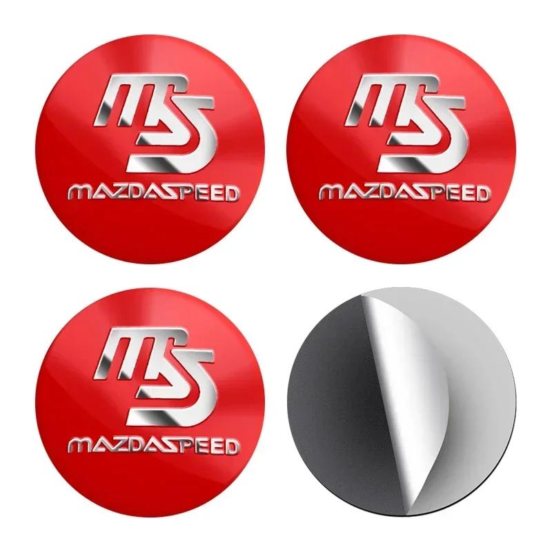 4X Car Wheel Center Hub Cap Badge Emblem Decal Wheel Sticker For Mazda 2 3 5 6 M5 Ms CX-4 CX-5 CX6 M3 M6 MX3 MX5 Car Accessories h1