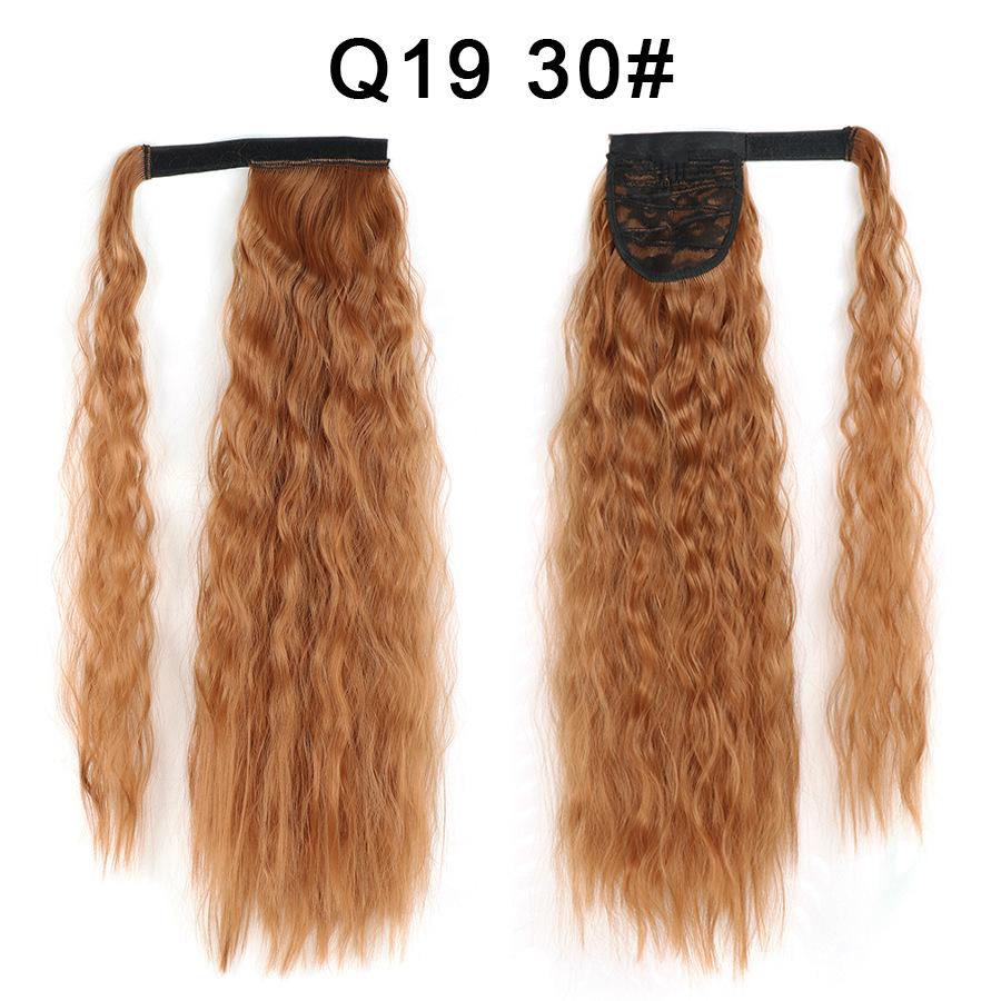 Synthetic Long Curly Clip In Hair Extensions Ponytail Hair Wig Heat-Resistant Curly Pony Tail Wig For Women