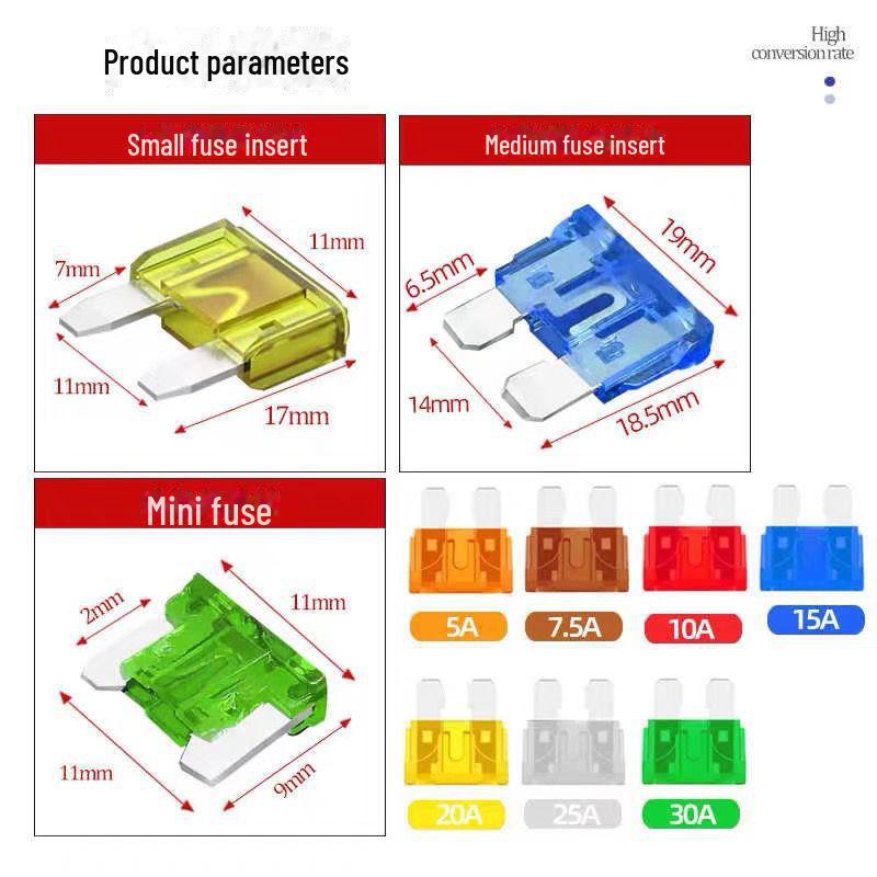 Mixed Car Fuse Pack, Medium To Mini Sizes, 5A-40A for Cars and Trucks