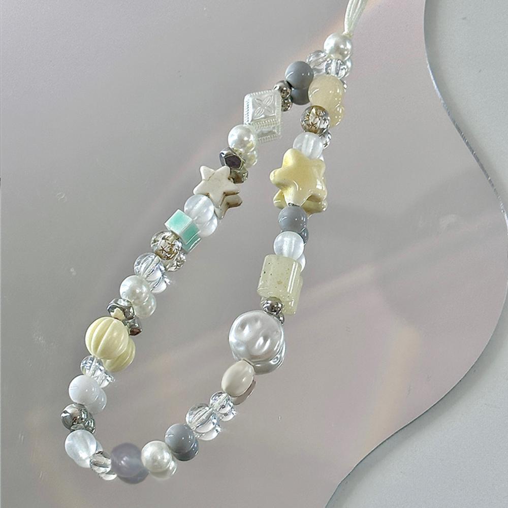 

Korean Y2K Cute Yellow Star Pearl Beads Beaded Phone Chain For iPhone CCD Camera Hanging Rope Anti-Lost Lanyard Hanging Jewelry