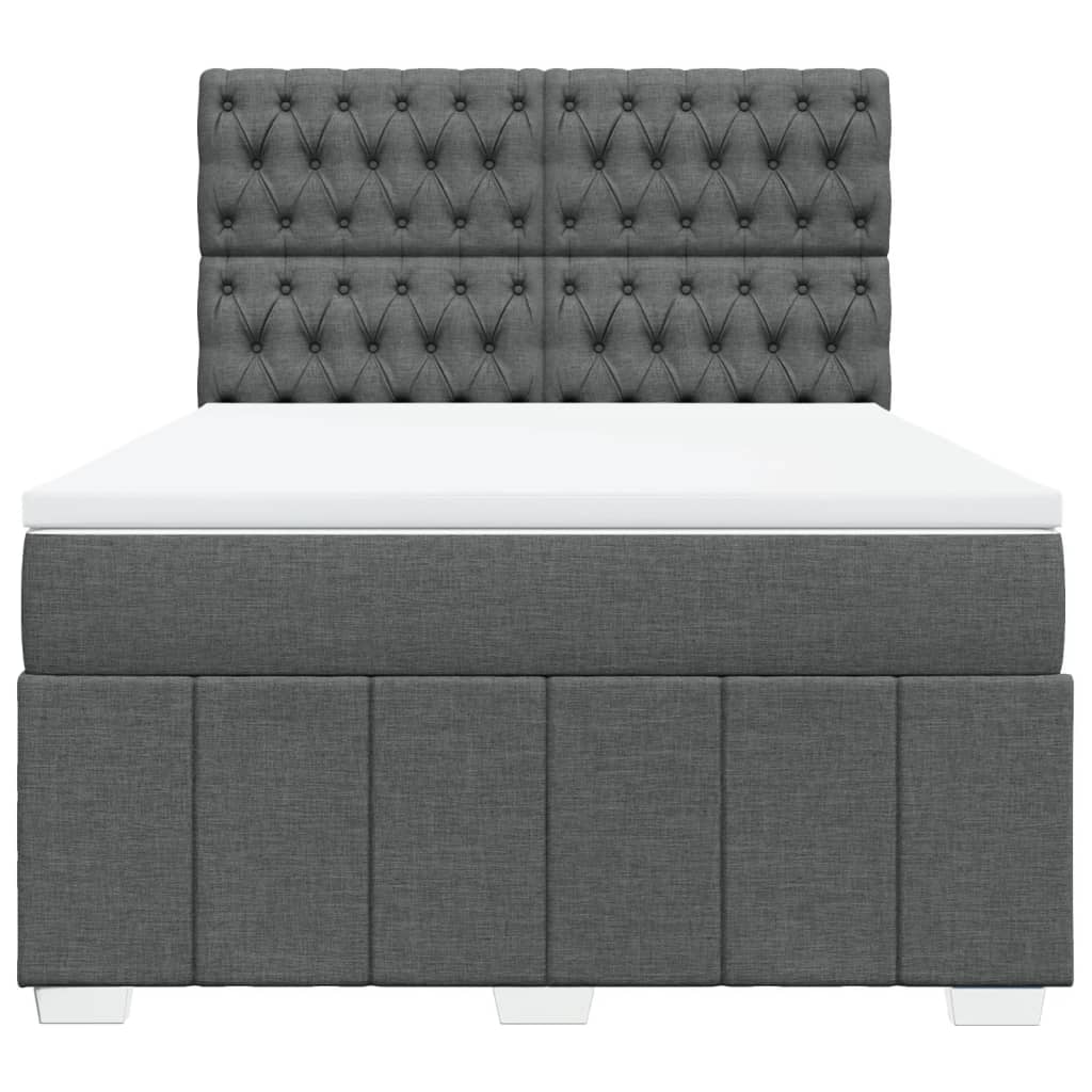 Box Spring Bed with Mattress Dark Gray 140 X 190 Cm Fabric