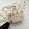 New Woven Women's Bag Spring Versatile Large-capacity Casual Handbag Bow Pendant Foreign Fashion Shoulder Bag