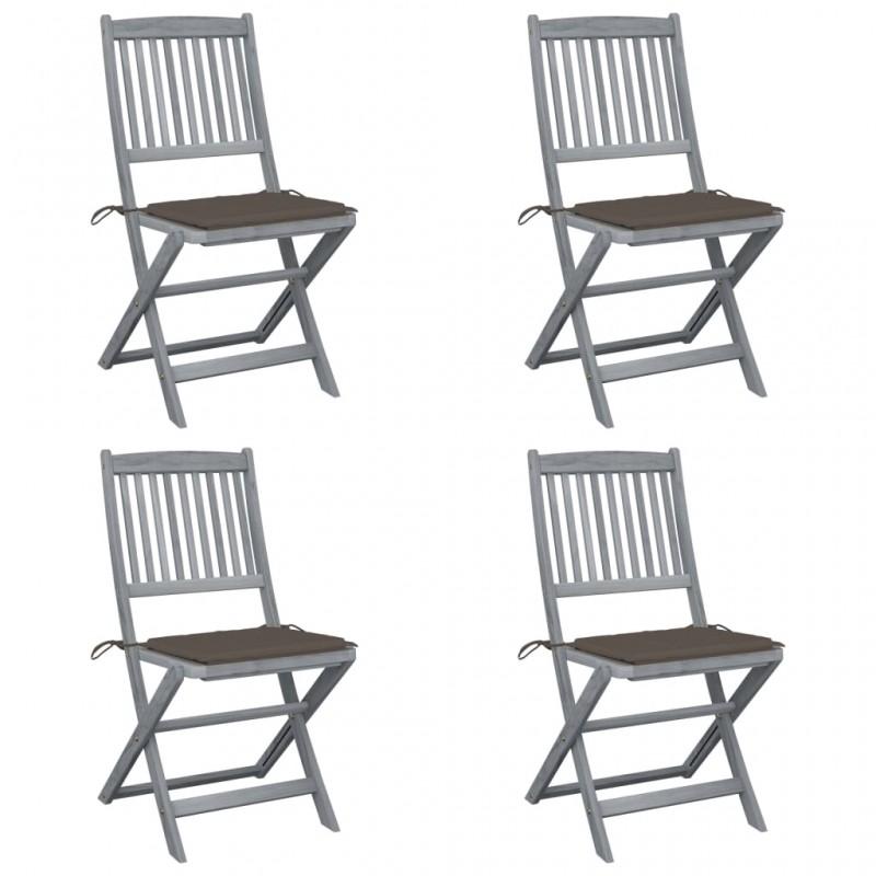 Day and Night - Day and Night Folding Garden Chairs 4 Pcs Cushions Solid Acacia Wood